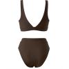 image:imageSUUKSESS Women Cutout Color Block Bikini Sets Sexy High Cut 2 Piece Bathing SuitDark Brown