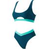 image:imageSUUKSESS Women Cutout Color Block Bikini Sets Sexy High Cut 2 Piece Bathing SuitGreen Blue