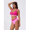 image:imageSUUKSESS Women Cutout Color Block Bikini Sets Sexy High Cut 2 Piece Bathing SuitPink Color Block