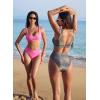 image:imageSUUKSESS Women Cutout Color Block Bikini Sets Sexy High Cut 2 Piece Bathing SuitShiny Pink