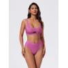 image:imageSUUKSESS Women Cutout Color Block Bikini Sets Sexy High Cut 2 Piece Bathing SuitShiny Pink