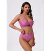 image:imageSUUKSESS Women Cutout Color Block Bikini Sets Sexy High Cut 2 Piece Bathing SuitShiny Pink