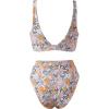 image:imageSUUKSESS Women Cutout Color Block Bikini Sets Sexy High Cut 2 Piece Bathing SuitYellow Floral