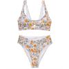 image:imageSUUKSESS Women Cutout Color Block Bikini Sets Sexy High Cut 2 Piece Bathing SuitYellow Floral