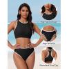 image:imageSUUKSESS Women High Waisted Bikini Sets High Neck Sporty Two Piece Swimsuits170 Black White