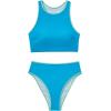 image:imageSUUKSESS Women High Waisted Bikini Sets High Neck Sporty Two Piece Swimsuits170 Blue Color Block