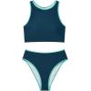 image:imageSUUKSESS Women High Waisted Bikini Sets High Neck Sporty Two Piece Swimsuits170 Green Blue