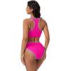 image:imageSUUKSESS Women High Waisted Bikini Sets High Neck Sporty Two Piece Swimsuits170 Hot Pink Purple
