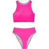 image:imageSUUKSESS Women High Waisted Bikini Sets High Neck Sporty Two Piece Swimsuits170 Hot Pink Purple