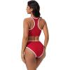 image:imageSUUKSESS Women High Waisted Bikini Sets High Neck Sporty Two Piece Swimsuits170 Red White