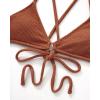 image:imageSUUKSESS Women High Waisted Triangle Bikini Sets Textured O Ring 2 Piece Swimsuit178 Brick Red