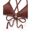image:imageSUUKSESS Women High Waisted Triangle Bikini Sets Textured O Ring 2 Piece Swimsuit178 Dark Brown