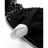 image:imageSUUKSESS Women High Waisted Triangle Bikini Sets Textured O Ring 2 Piece Swimsuit178 White Black Striped