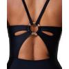 image:imageSUUKSESS Women One Piece Tummy Control Swimsuit Deep V Neck Cutout Bathing SuitBlack