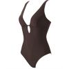 image:imageSUUKSESS Women One Piece Tummy Control Swimsuit Deep V Neck Cutout Bathing SuitBrown