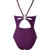 image:imageSUUKSESS Women One Piece Tummy Control Swimsuit Deep V Neck Cutout Bathing SuitDeep Purple