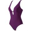 image:imageSUUKSESS Women One Piece Tummy Control Swimsuit Deep V Neck Cutout Bathing SuitDeep Purple
