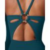 image:imageSUUKSESS Women One Piece Tummy Control Swimsuit Deep V Neck Cutout Bathing SuitPeacock Blue