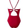 image:imageSUUKSESS Women One Piece Tummy Control Swimsuit Deep V Neck Cutout Bathing SuitRed