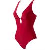 image:imageSUUKSESS Women One Piece Tummy Control Swimsuit Deep V Neck Cutout Bathing SuitRed