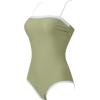 image:imageSUUKSESS Women One Piece Tummy Control Swimsuit Sexy Color Block Bathing SuitArmy Green