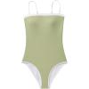 image:imageSUUKSESS Women One Piece Tummy Control Swimsuit Sexy Color Block Bathing SuitArmy Green