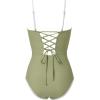 image:imageSUUKSESS Women One Piece Tummy Control Swimsuit Sexy Color Block Bathing SuitArmy Green