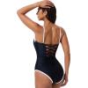 image:imageSUUKSESS Women One Piece Tummy Control Swimsuit Sexy Color Block Bathing SuitBlack