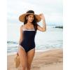 image:imageSUUKSESS Women One Piece Tummy Control Swimsuit Sexy Color Block Bathing SuitBlack