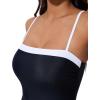 image:imageSUUKSESS Women One Piece Tummy Control Swimsuit Sexy Color Block Bathing SuitBlack
