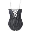 image:imageSUUKSESS Women One Piece Tummy Control Swimsuit Sexy Color Block Bathing SuitBlack White Polka Dots