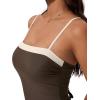 image:imageSUUKSESS Women One Piece Tummy Control Swimsuit Sexy Color Block Bathing SuitBrown