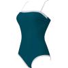 image:imageSUUKSESS Women One Piece Tummy Control Swimsuit Sexy Color Block Bathing SuitPeacock Blue White