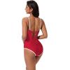 image:imageSUUKSESS Women One Piece Tummy Control Swimsuit Sexy Color Block Bathing SuitRed