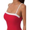 image:imageSUUKSESS Women One Piece Tummy Control Swimsuit Sexy Color Block Bathing SuitRed