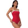 image:imageSUUKSESS Women One Piece Tummy Control Swimsuit Sexy Color Block Bathing SuitRed