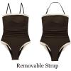 image:imageSUUKSESS Women One Piece Tummy Control Swimsuit Strapless Bandeau Bathing SuitBrown