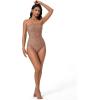 image:imageSUUKSESS Women One Piece Tummy Control Swimsuit Strapless Bandeau Bathing SuitLeopard