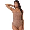 image:imageSUUKSESS Women One Piece Tummy Control Swimsuit Strapless Bandeau Bathing SuitLeopard