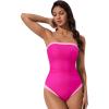 image:imageSUUKSESS Women One Piece Tummy Control Swimsuit Strapless Bandeau Bathing SuitPink
