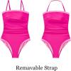 image:imageSUUKSESS Women One Piece Tummy Control Swimsuit Strapless Bandeau Bathing SuitPink