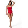 image:imageSUUKSESS Women One Piece Tummy Control Swimsuit Strapless Bandeau Bathing SuitRed