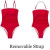 image:imageSUUKSESS Women One Piece Tummy Control Swimsuit Strapless Bandeau Bathing SuitRed