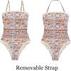 image:imageSUUKSESS Women One Piece Tummy Control Swimsuit Strapless Bandeau Bathing SuitYellow Floral