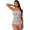 image:imageSUUKSESS Women One Piece Tummy Control Swimsuit Strapless Bandeau Bathing SuitYellow Floral