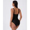 image:imageSUUKSESS Women Retro One Piece Swimsuit Metal Tummy Control V Neck Bathing Suit167 Black