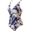 image:imageSUUKSESS Women Retro One Piece Swimsuit Metal Tummy Control V Neck Bathing Suit167 Navy Blue Floral