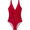 image:imageSUUKSESS Women Retro One Piece Swimsuit Metal Tummy Control V Neck Bathing Suit167 Red