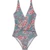 image:imageSUUKSESS Women Retro One Piece Swimsuit Metal Tummy Control V Neck Bathing Suit167 Retro Floral Green Blue