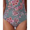 image:imageSUUKSESS Women Retro One Piece Swimsuit Metal Tummy Control V Neck Bathing Suit167 Retro Floral Green Blue